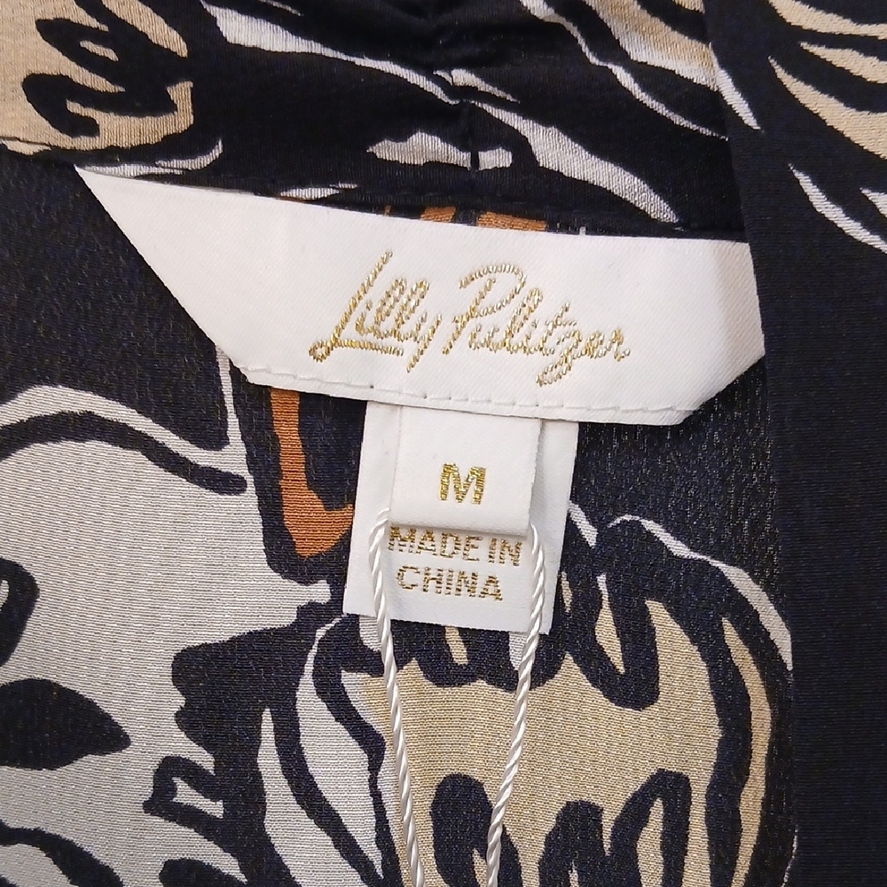 Lilly Pulitzer Black and Tan Floral Silk Top - Picture 4 of 8
